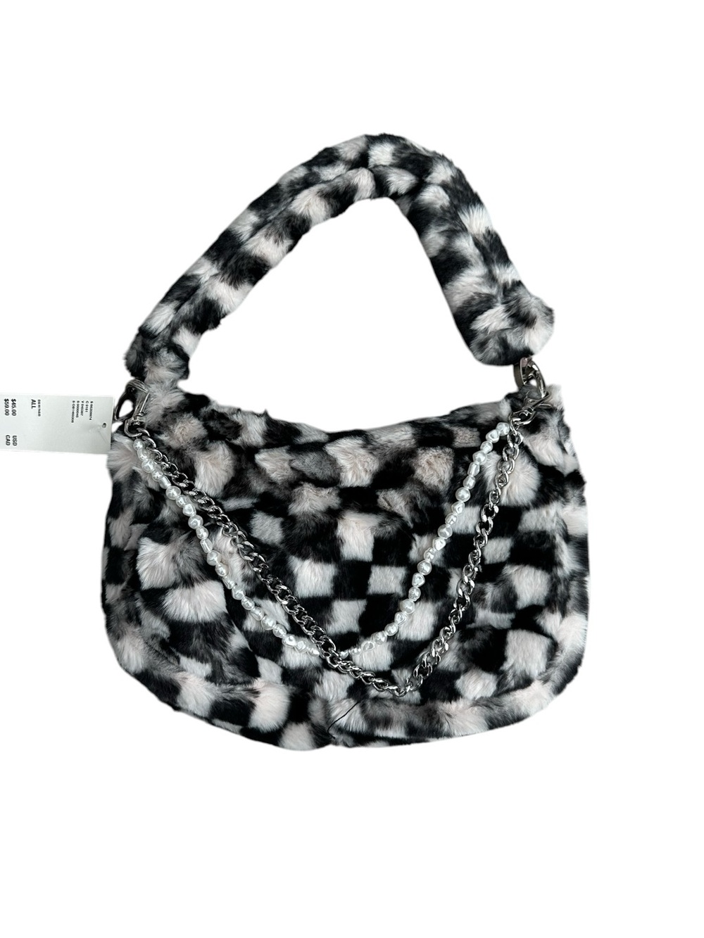 NWT Urban Outfitters Faux Fur Checker Shoulder Bag